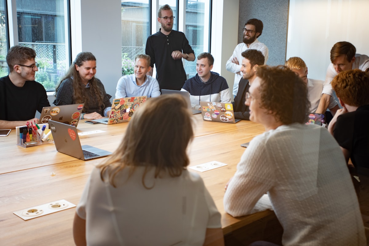 Diverse team in a professional office meeting