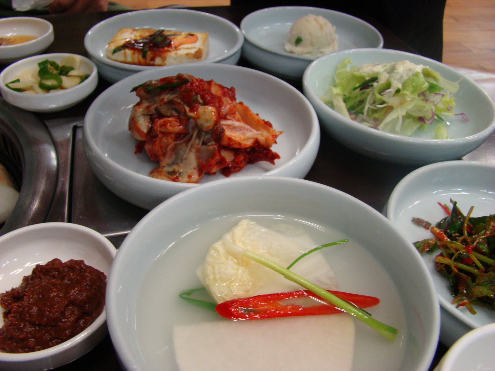 Banchan, the free Korean side dishes served with Korean BBQ