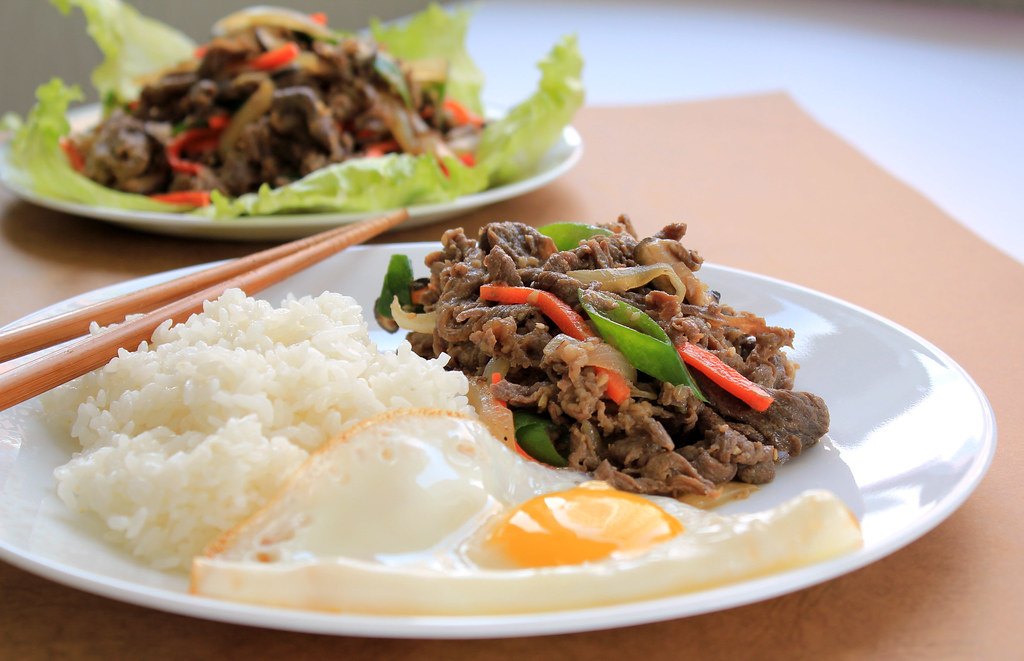 Bulgogi, thinly sliced marinated Korean beef